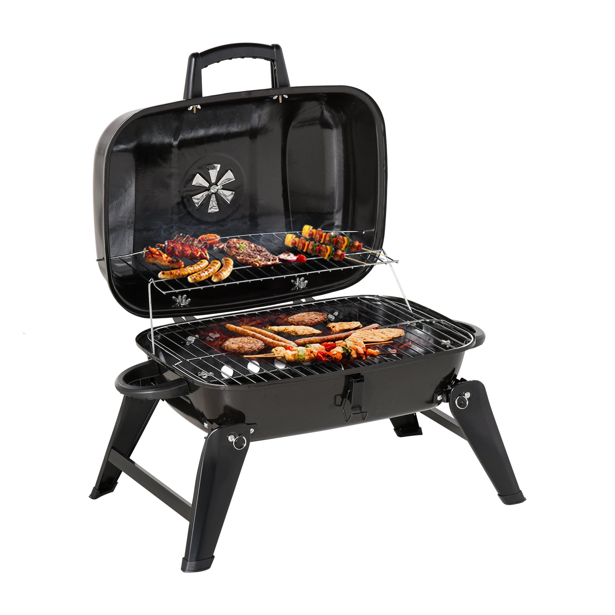 Outsunny Compact Charcoal BBQ Grill - Black