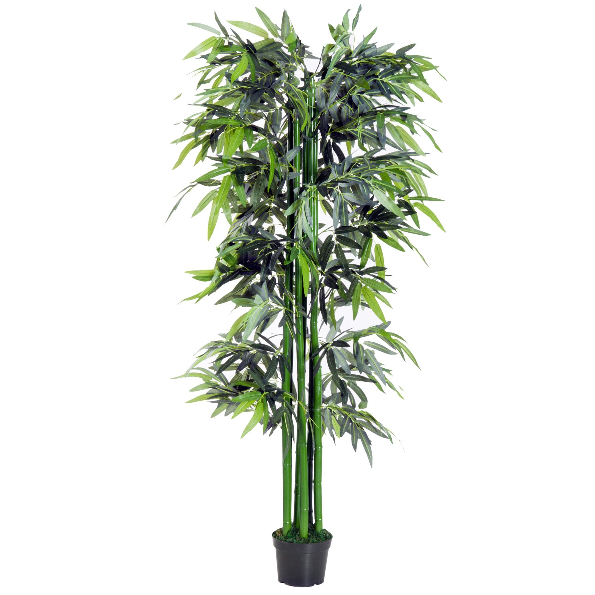 Outsunny 1.8 m Artificial Bamboo Plant with Pot - Green/Black  | TJ Hughes Black