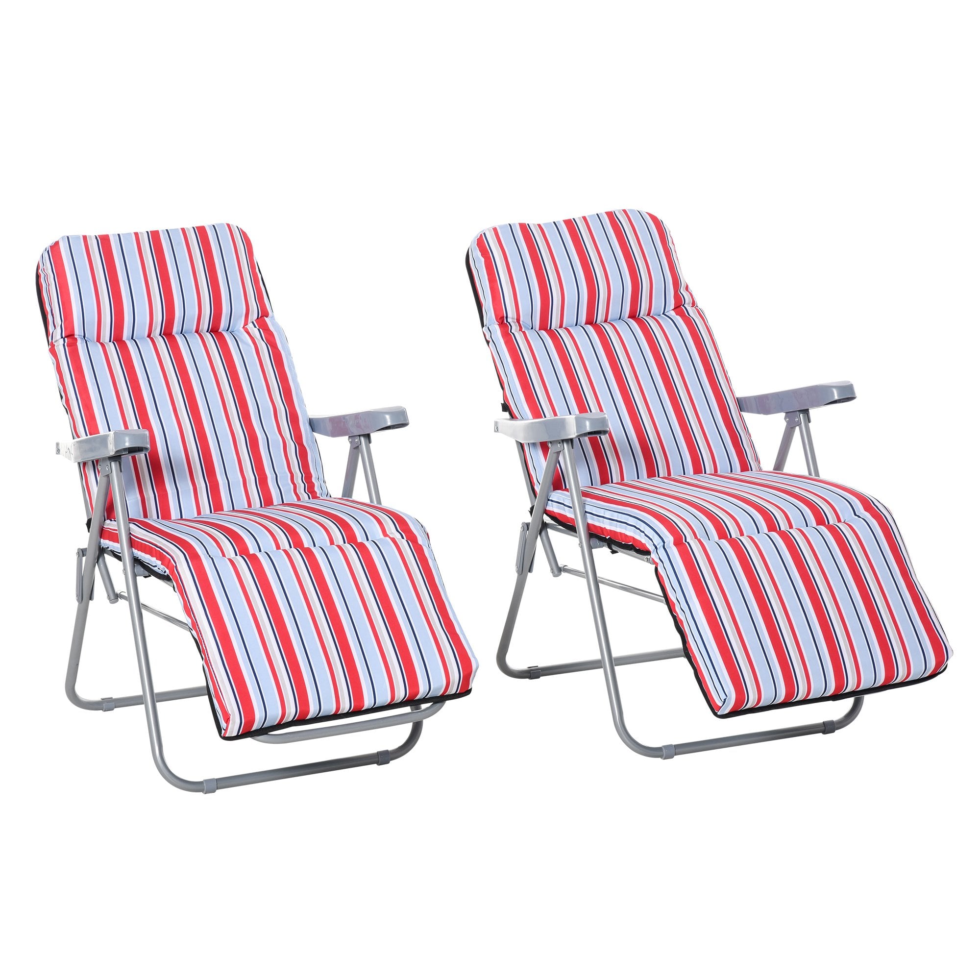 Outsunny Lounger Set - Red/White Garden Loungers  | TJ Hughes White