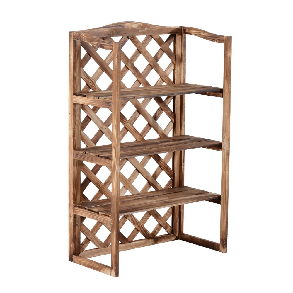 Outsunny 3-Tier Wooden Plant Stand Shelf - Flower Pot Holder Display Rack for Outdoor Indoor - 75 x 38 x 120cm - Oasis Outdoor  | TJ Hughes