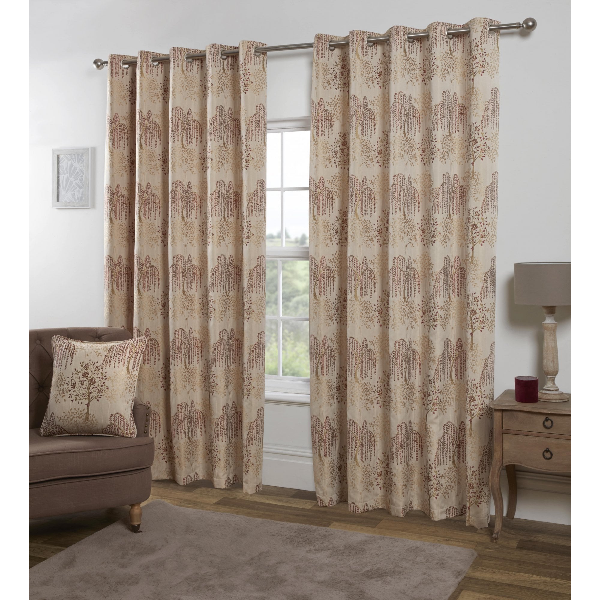 Orchard Patterned Eyelet Curtains - 117cm (46") X 137cm (54") - TJ Hughes