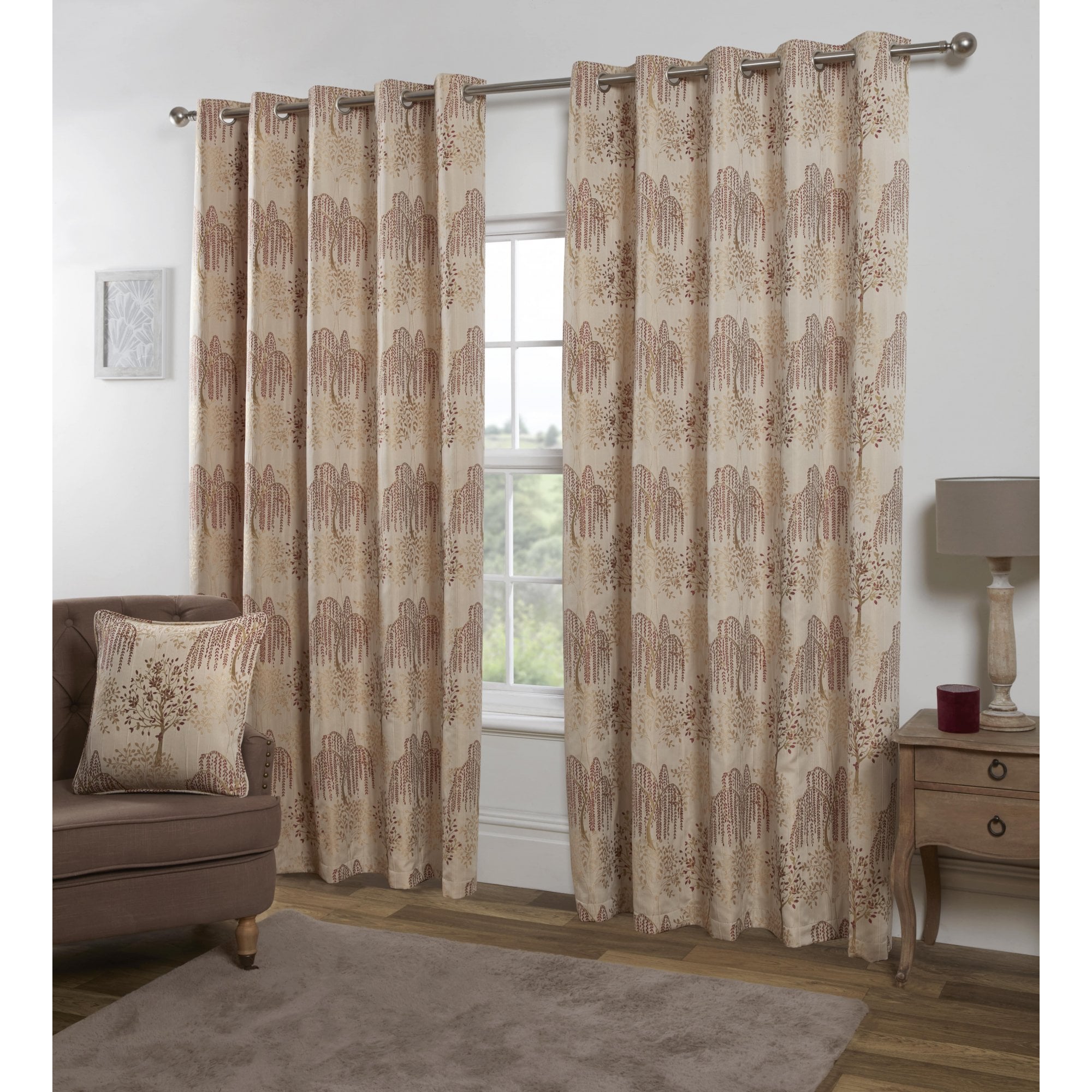 Orchard Patterned Eyelet Curtains - 229cm (90") X 183cm (72") - TJ Hughes