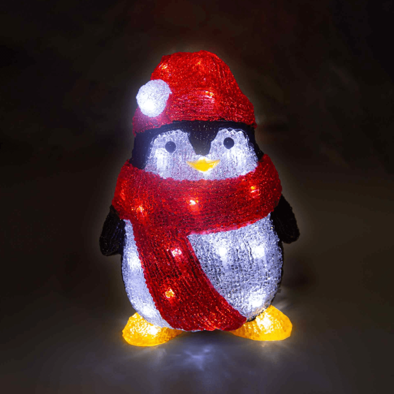 Christmas Sparkle Acrylic Penguin 30cm with 30 White LEDs  | TJ Hughes