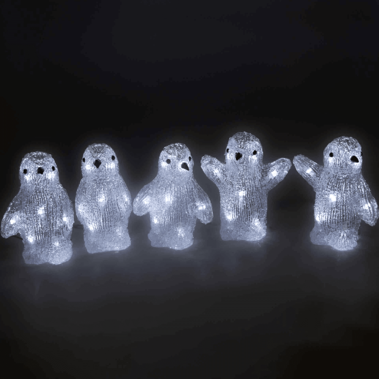 Christmas Sparkle Acrylic Baby Penguins x 4 15cm with 40 White Lights  | TJ Hughes
