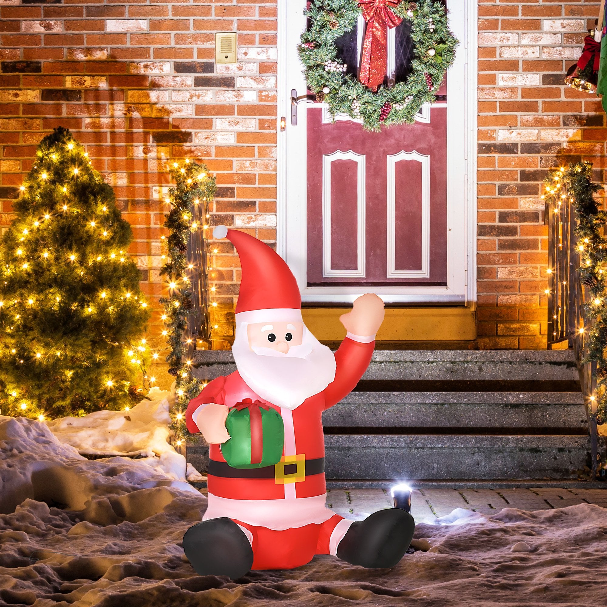 Christmas Time Christmas Inflatable Santa Claus Outdoor Home Seasonal Decoration w/ LED Light  | TJ Hughes