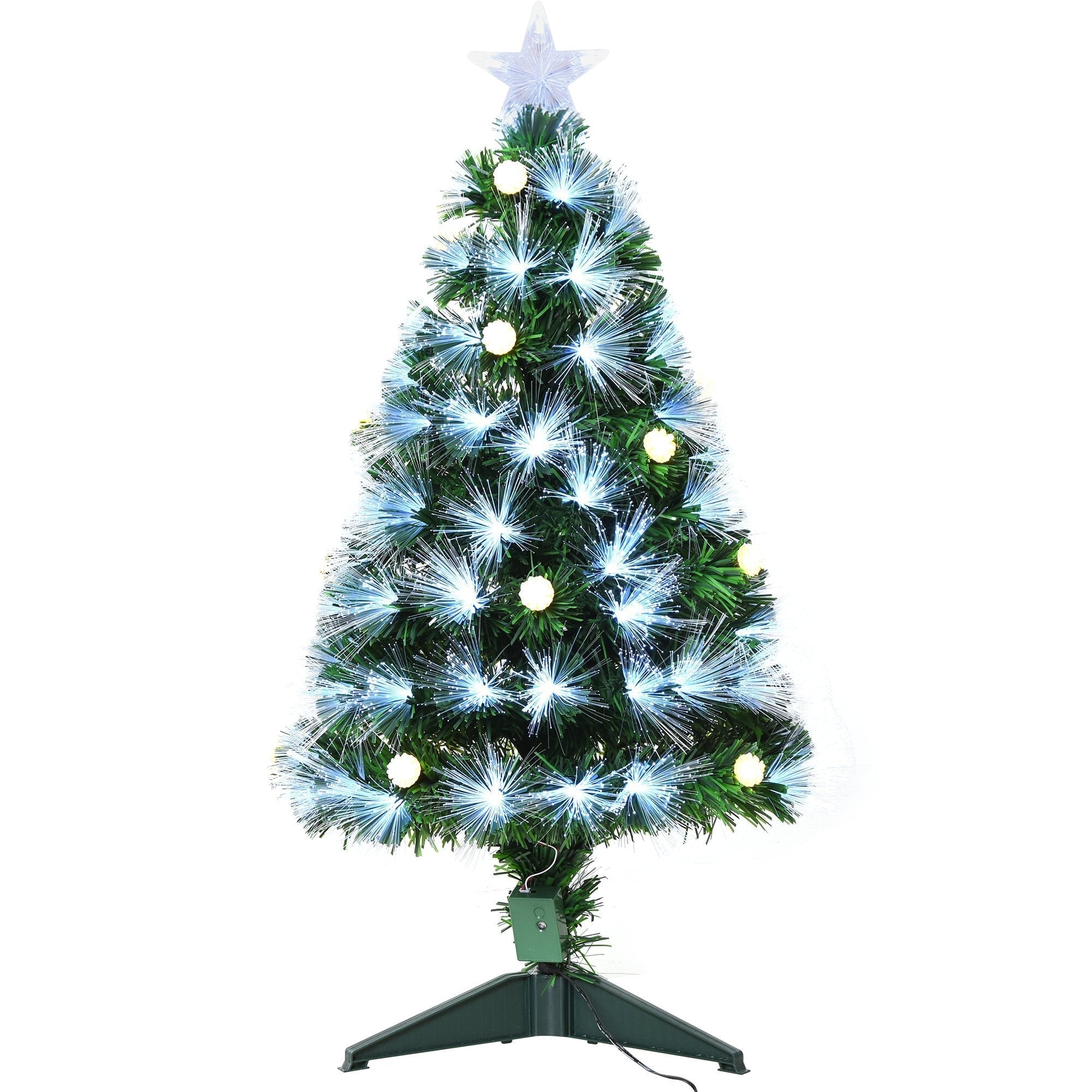 Christmas Time 3ft White Light Artificial Christmas Tree w/ 90 LEDs Star Topper Tri-Base  | TJ Hughes