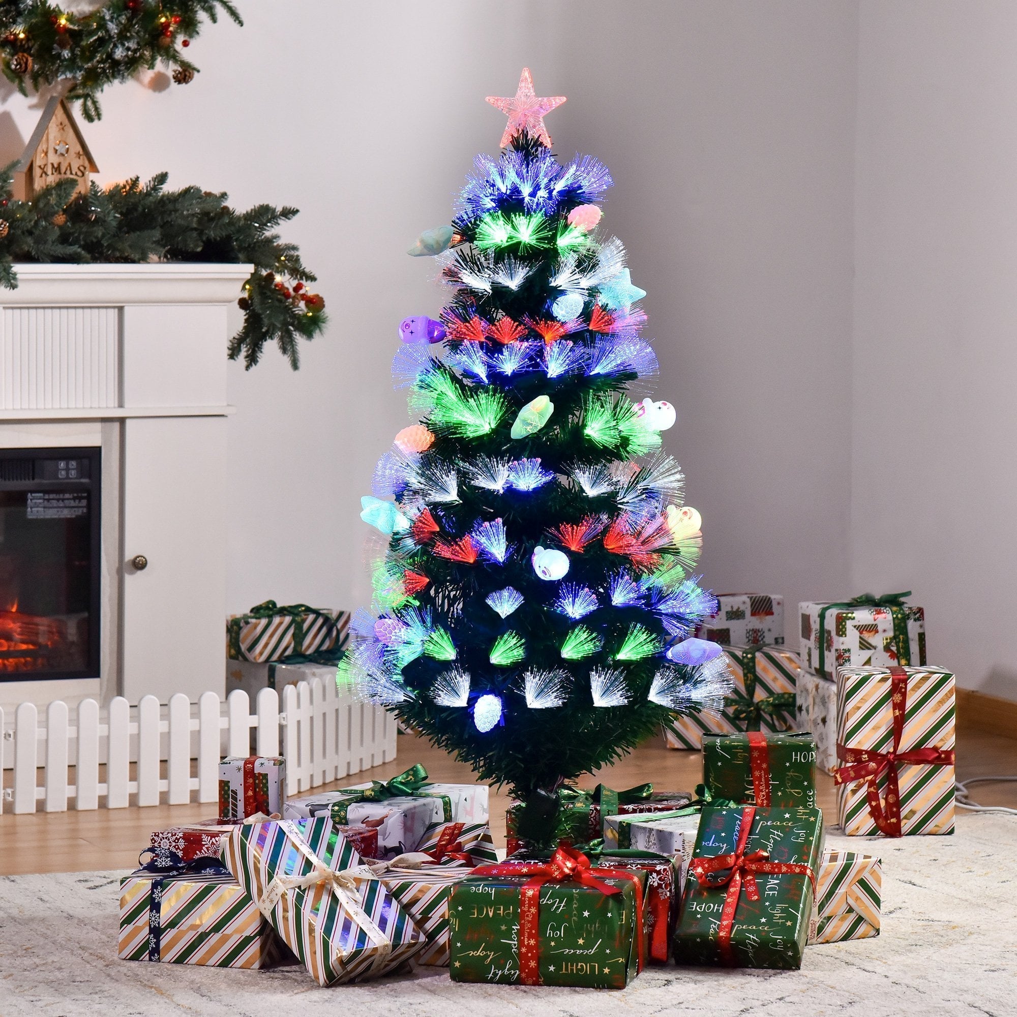 Christmas Time 5FT Pre-Lit Artificial Christmas Tree Home w/ Fibre Optic LED Light Decoration  | TJ Hughes