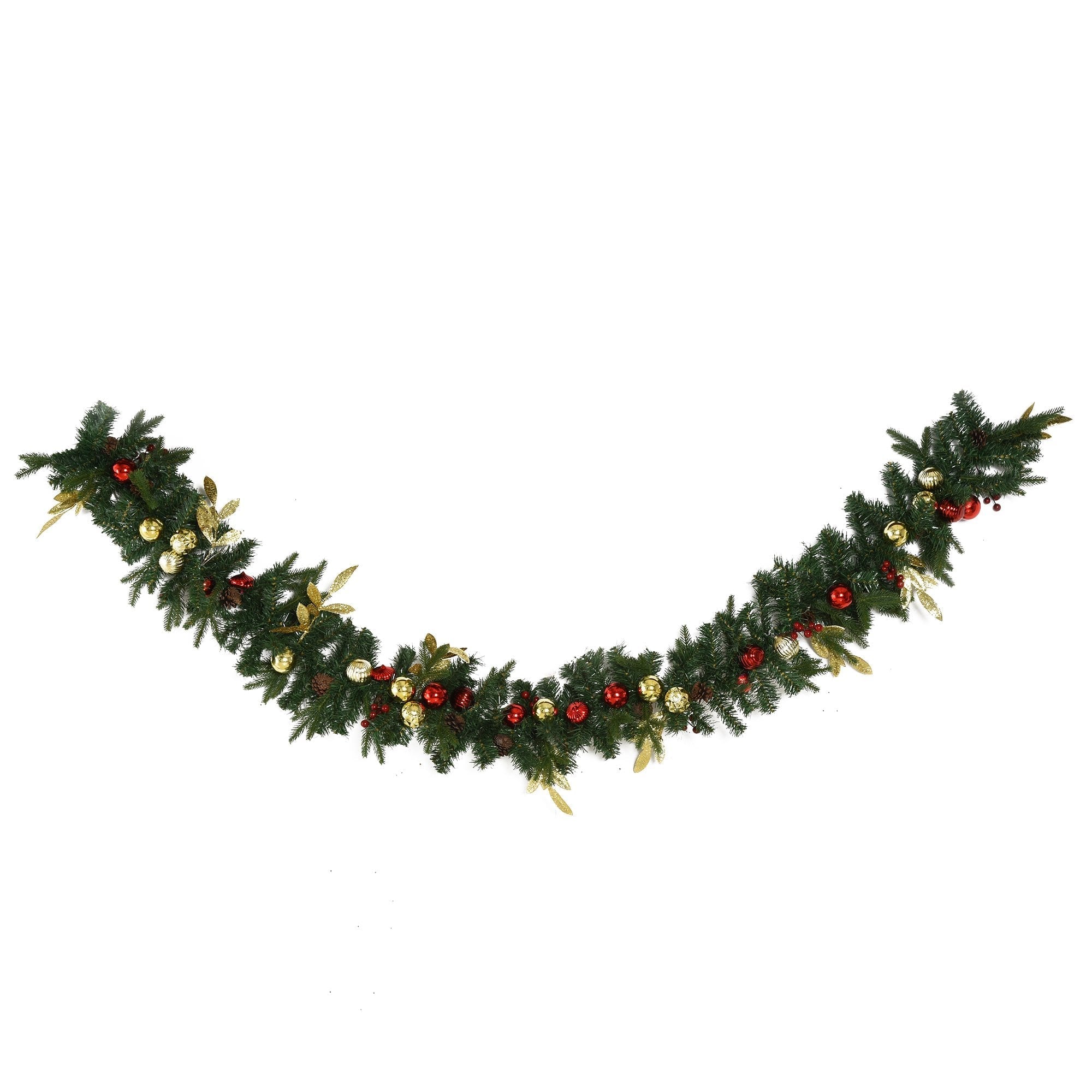 Christmas Time 9ft Decorated Artificial Christmas Garland Green  | TJ Hughes