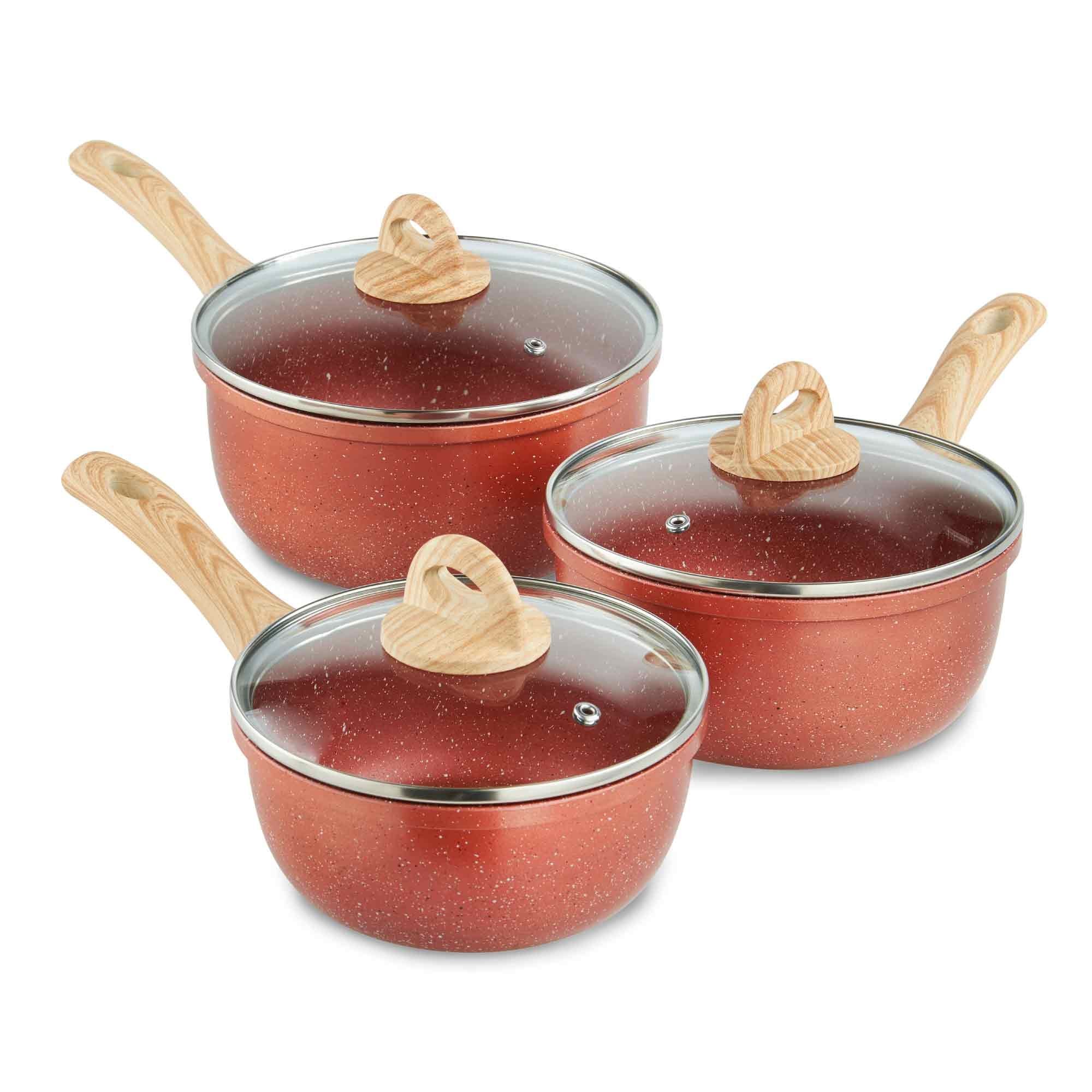 Lewis’s Sovereign Stone Copper 3 Piece Sauce Pan Set with Soft Touch Handle  | TJ Hughes