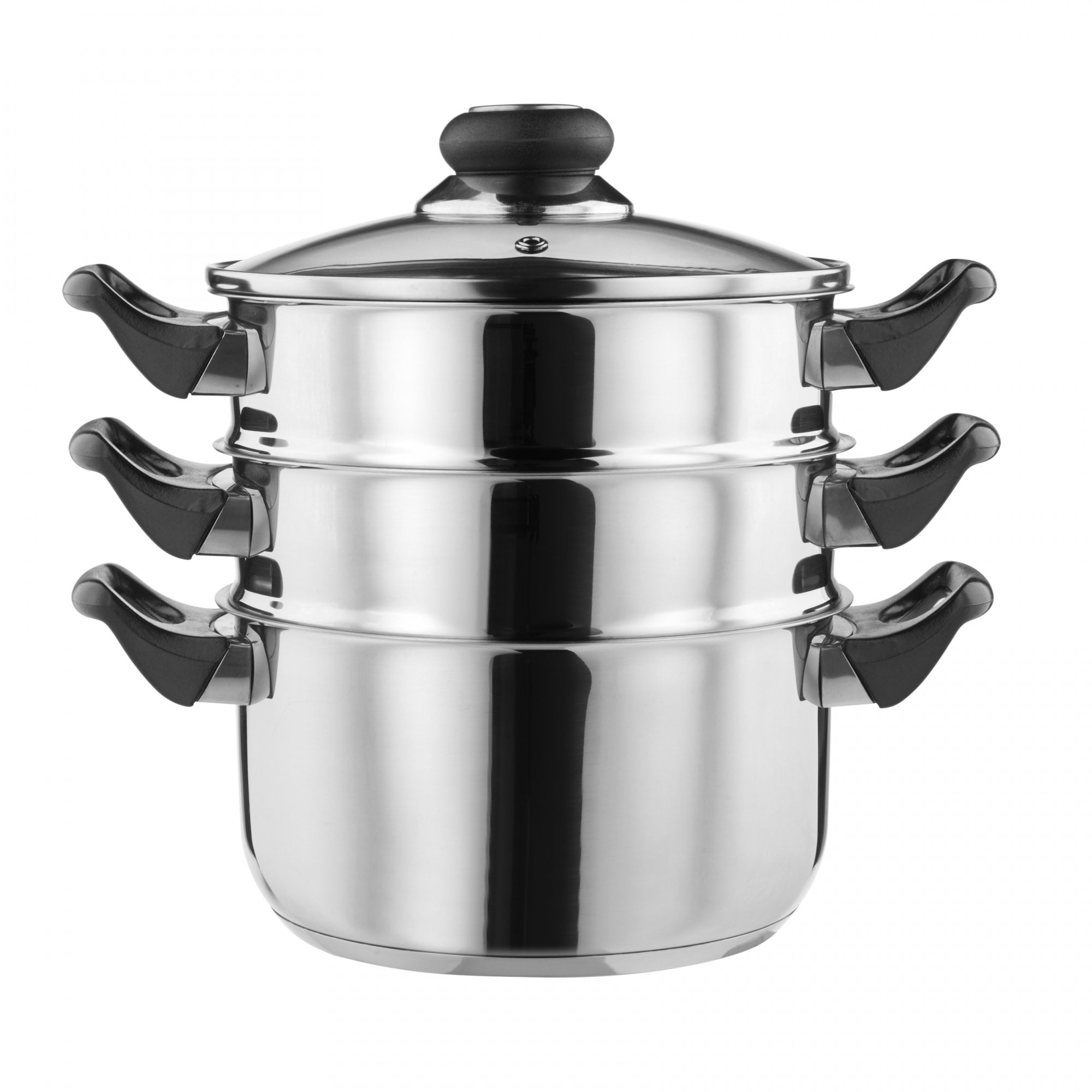 Lewis’s Stainless Steel 3 Tier Steamer Pan with Glass Lid - Silver  | TJ Hughes