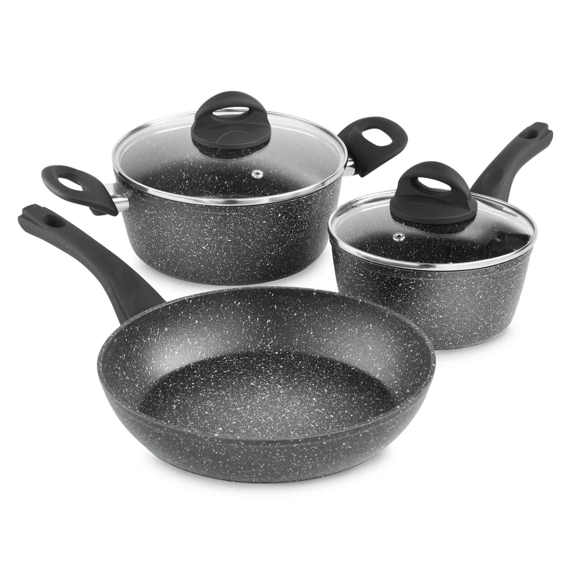 Lewis’s  Sovereign Stone Pan Set Home Living Kitchen Frying Cooking Pans  | TJ Hughes Black