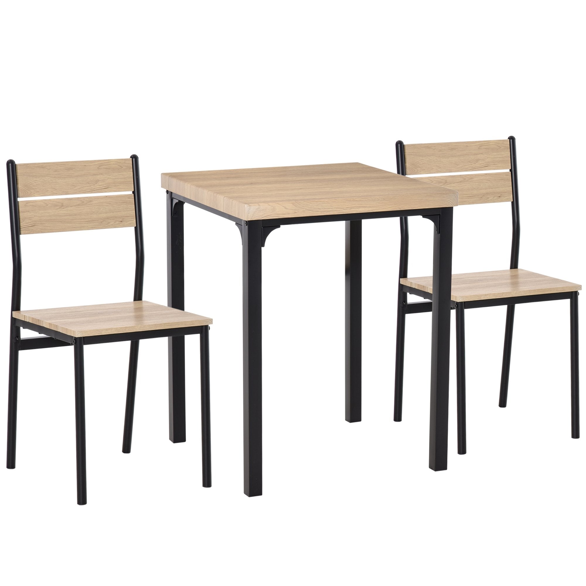 HOMCOM Dining Set 3Pce - Wood Effect & Black - Home Living  | TJ Hughes