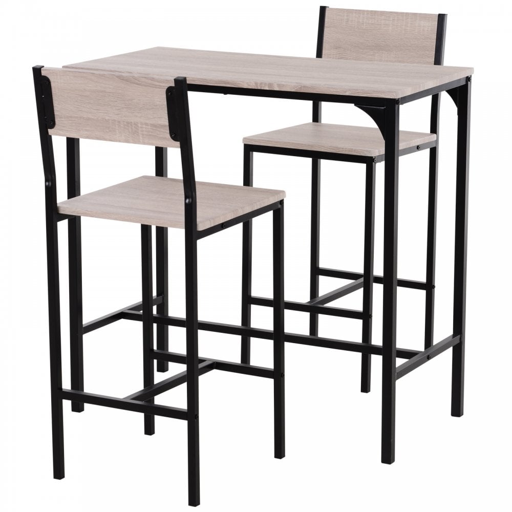 Metal Frame MDF Top Table & Bar Stool Set Black - Home Living  | TJ Hughes