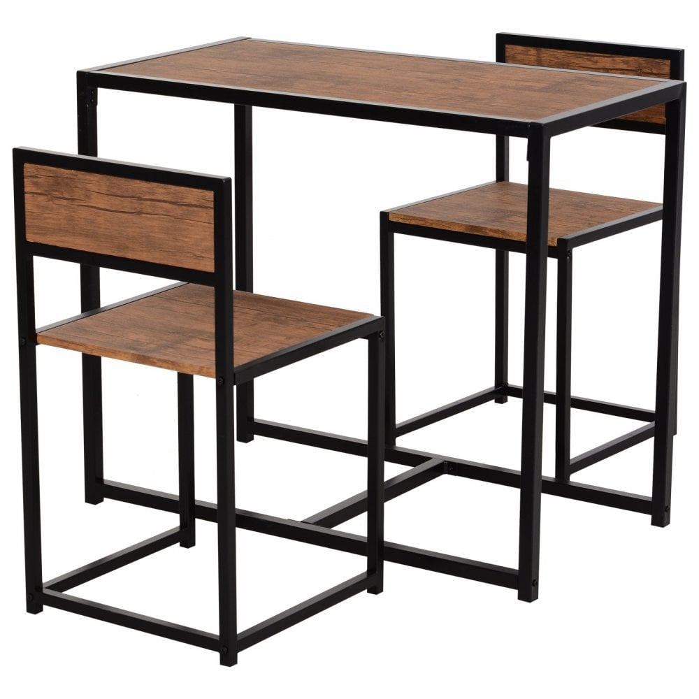 Steel Frame MDF 2-Seater Bar Stool and Table Set - Wood Tone - Home Living  | TJ Hughes