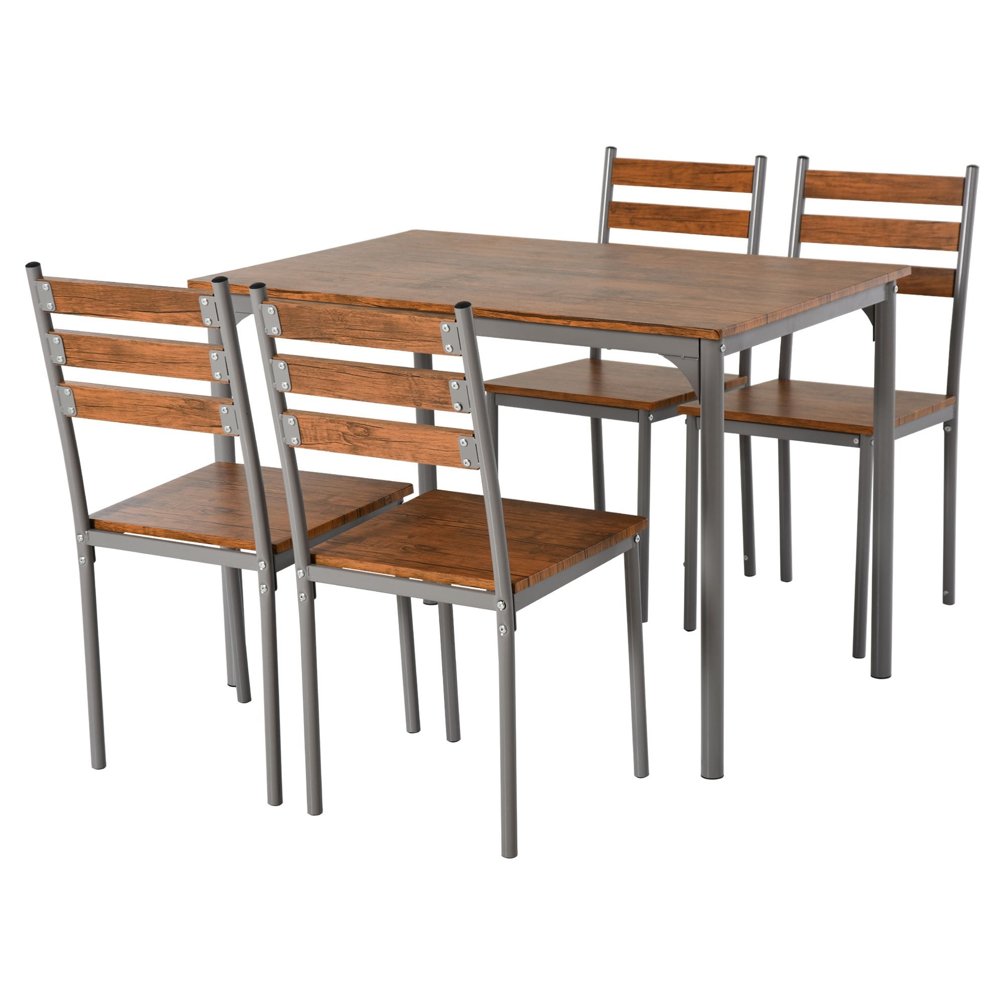 Home Living Modern 5-Piece Dining Table Set, Dining Table With 4 Chairs For Compact Dining Room& Kitchen, Brown Room