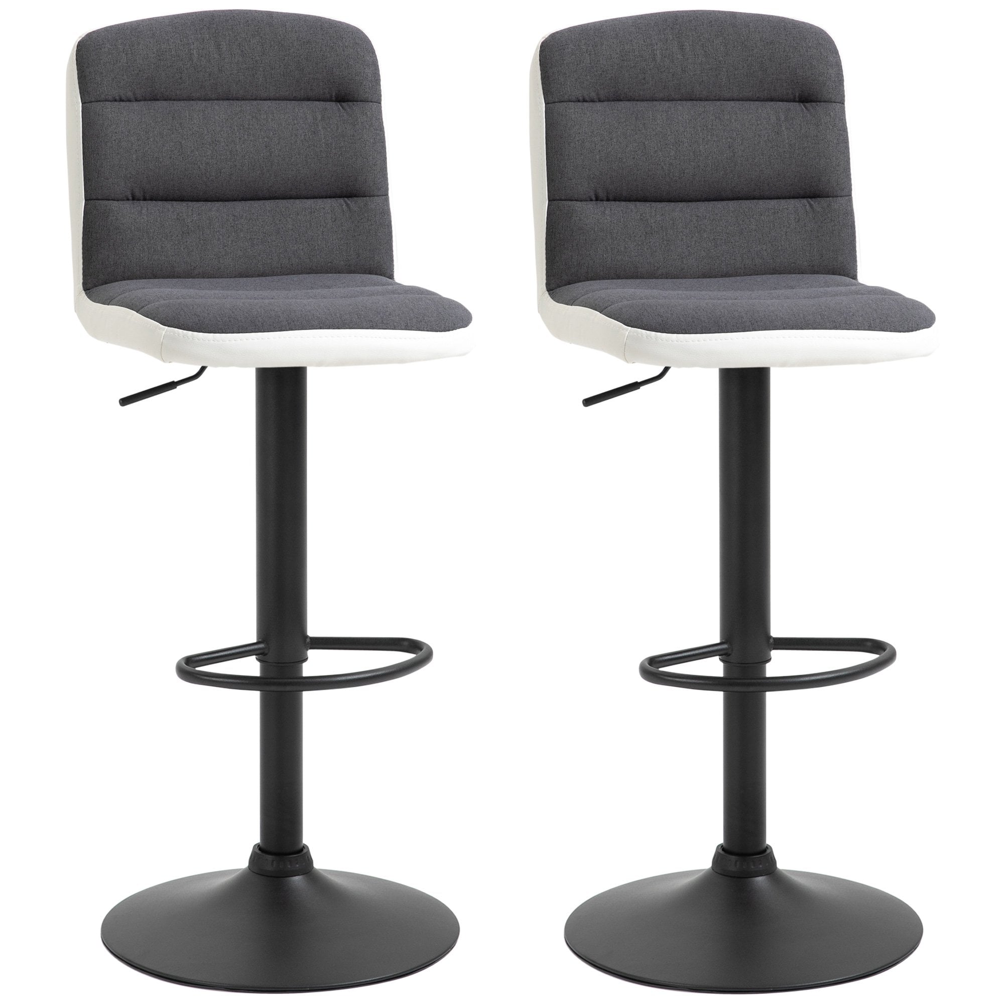 Bar stool Set of 2 Armless Adjustable Height Upholstered Bar Chair with Swivel Seat - Dark Grey - Home Living  | TJ Hughes