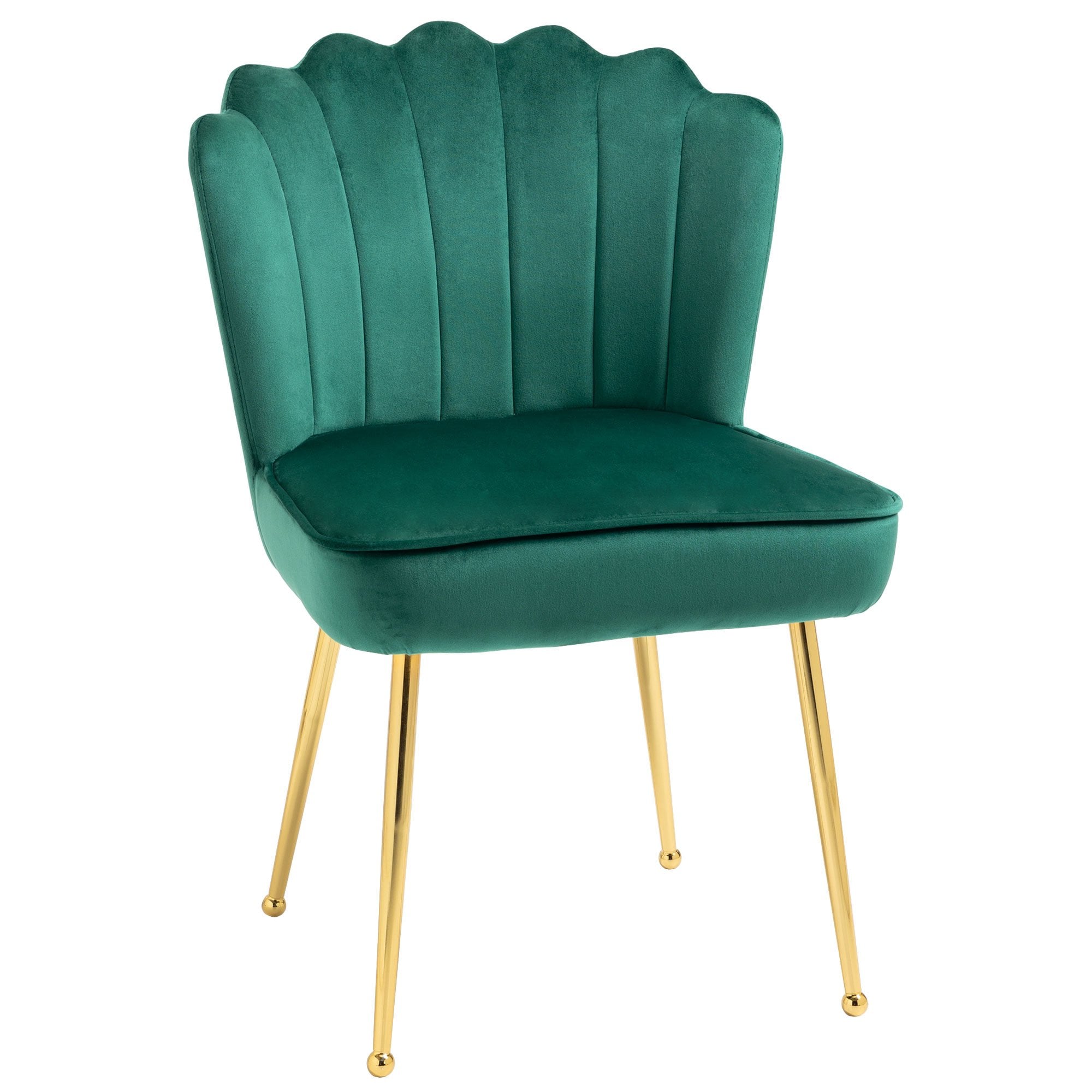Accent Chair Velvet-Touch Vanity Chair Makeup Chair with Golden Metal Legs for Living Room & Dining Room - Green - Home Living  | TJ Hughes