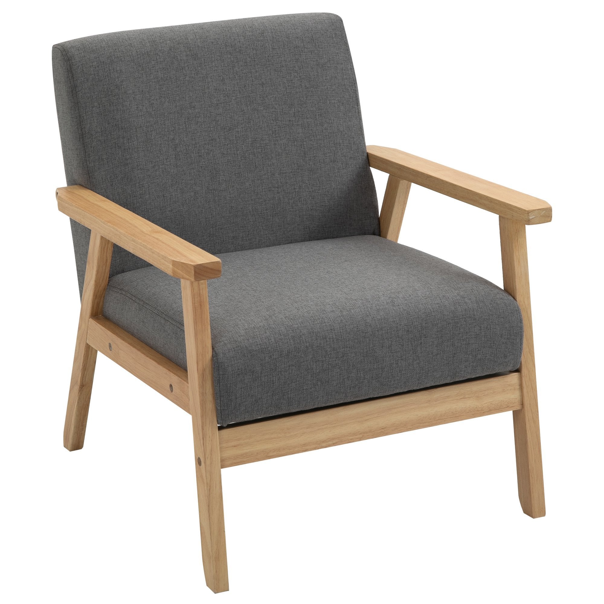 Linen Upholstered Pine Wood Accent Armchair - Grey - Home Living  | TJ Hughes