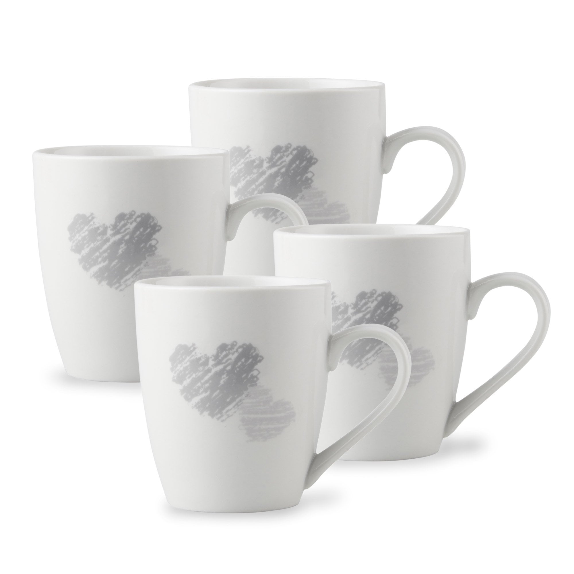 Lewis’s Mug Pack Set of 4 - Hearts  | TJ Hughes White