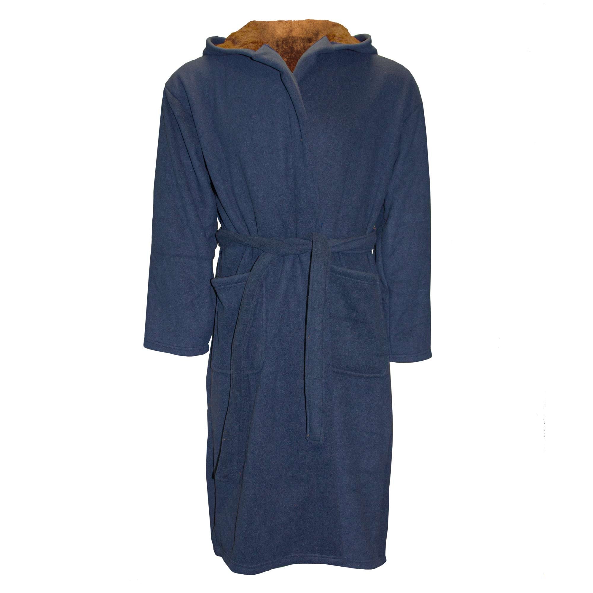 Men’s Hutson Harbour Warm Lines Bonded Fleece Robe - Navy - Medium  | TJ Hughes Blue