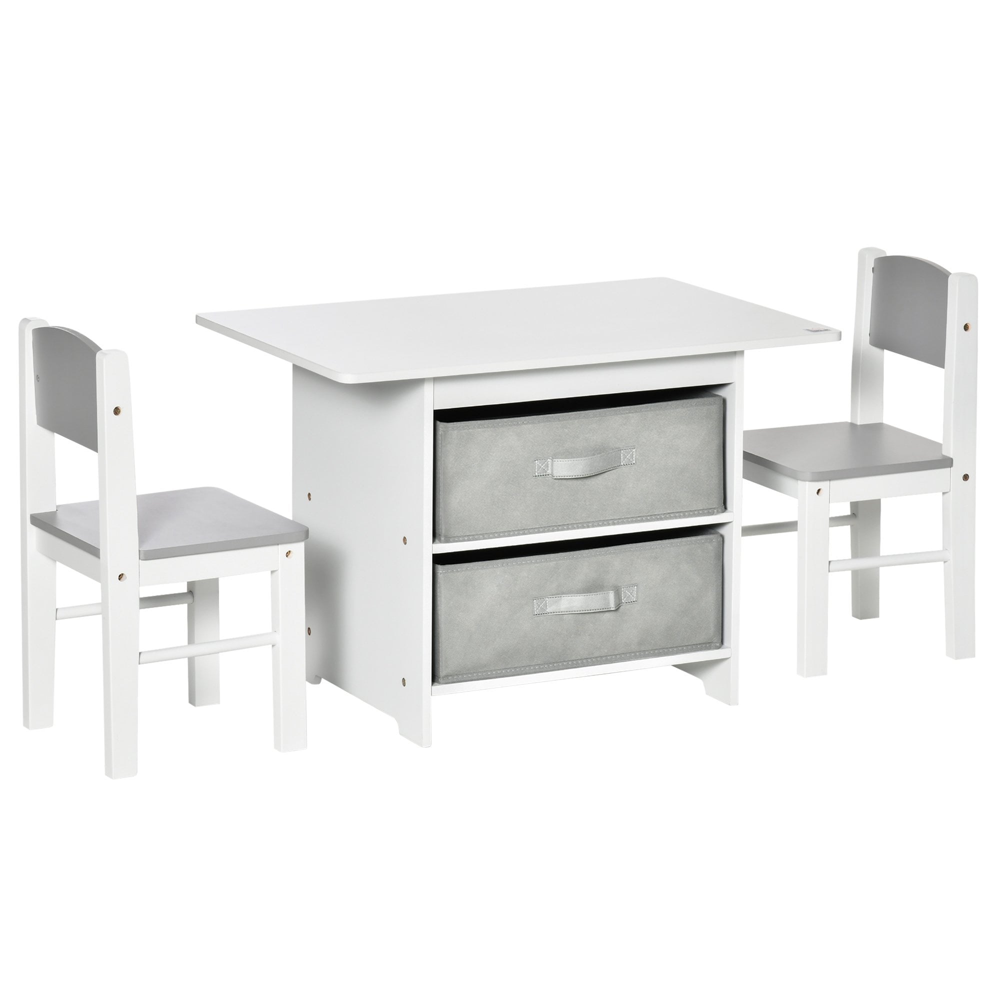 HOMCOM Children’s Table & Chair Set - White & Grey - KIDS  | TJ Hughes
