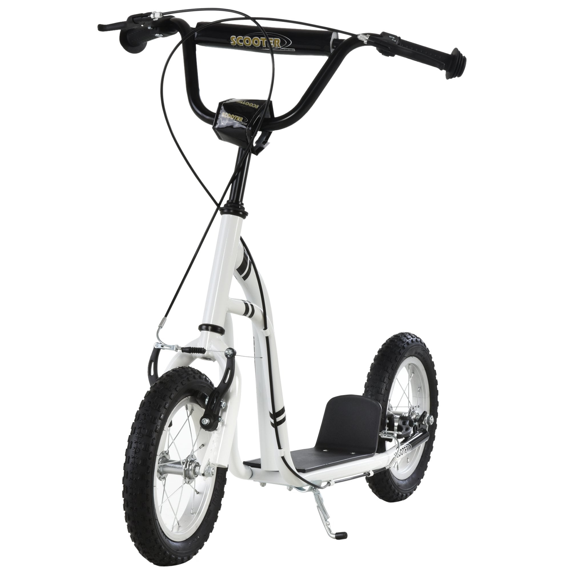 HOMCOM Youth Scooter Front and Rear Caliper Dual Brakes 12-Inch Inflatable Front Wheel Ride On Toy For Age 5+ Kick  | TJ Hughes