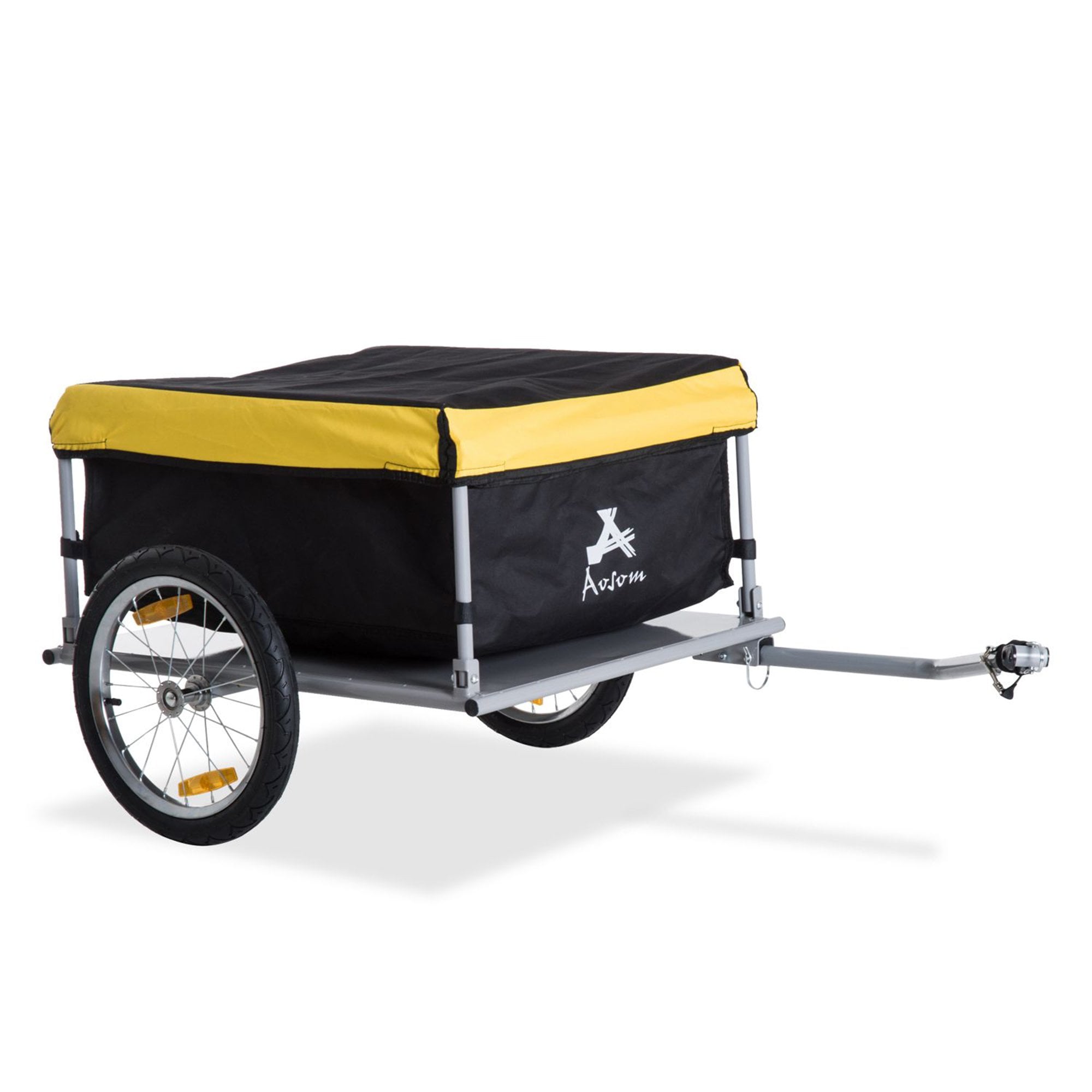 Steel Frame Bike Cargo Trailer Storage Cart and Luggage Trailer with Hitch Yellow - Aosom  | TJ Hughes Black