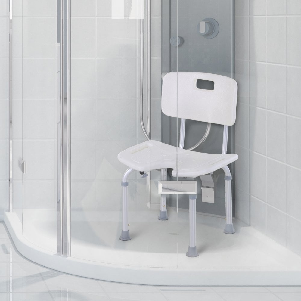 HOMCOM 8-Level Height Adjustable Bath Stool Spa Shower Chair Aluminum w/ Non-Slip Feet - Handle for the Pregnant - Old - Injured  | TJ Hughes