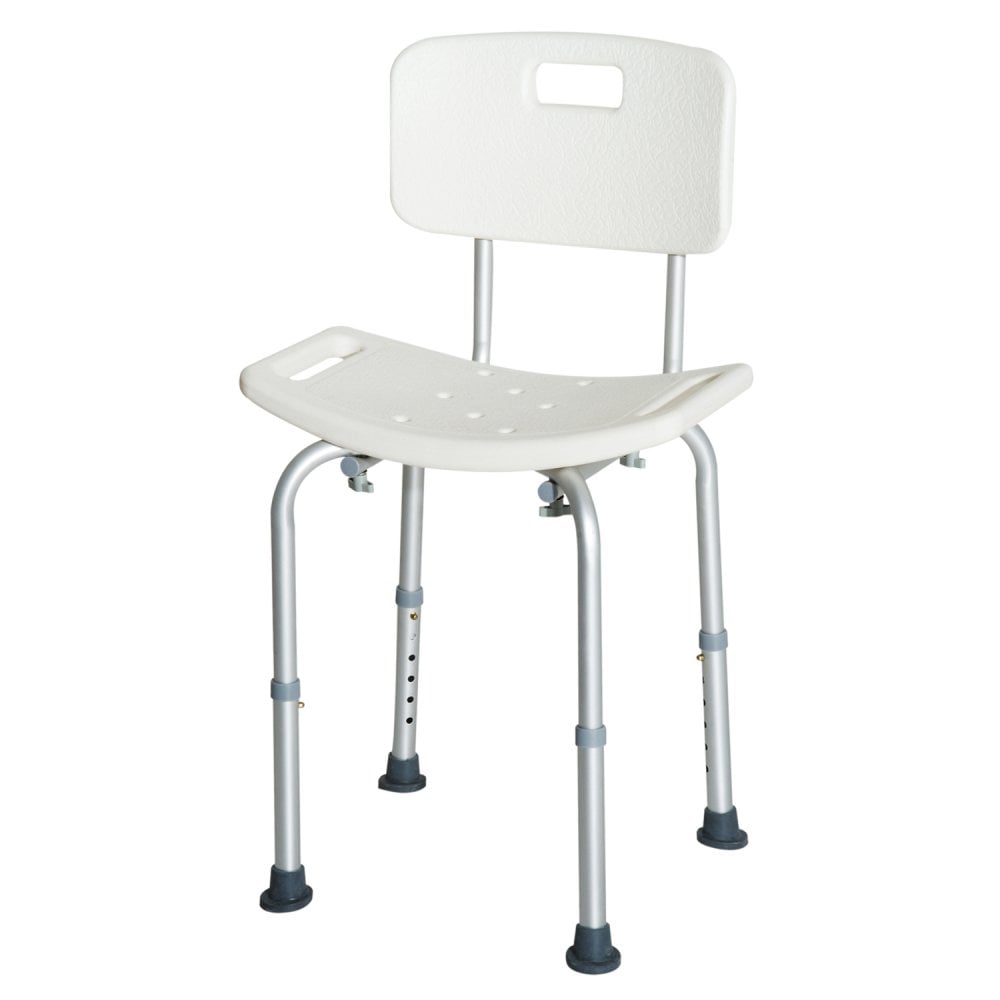 HOMCOM Adjustable Non-Slip Shower and Bath Chair - 55Wx50.6Dx67.5-85.5H cm-Cream White  | TJ Hughes