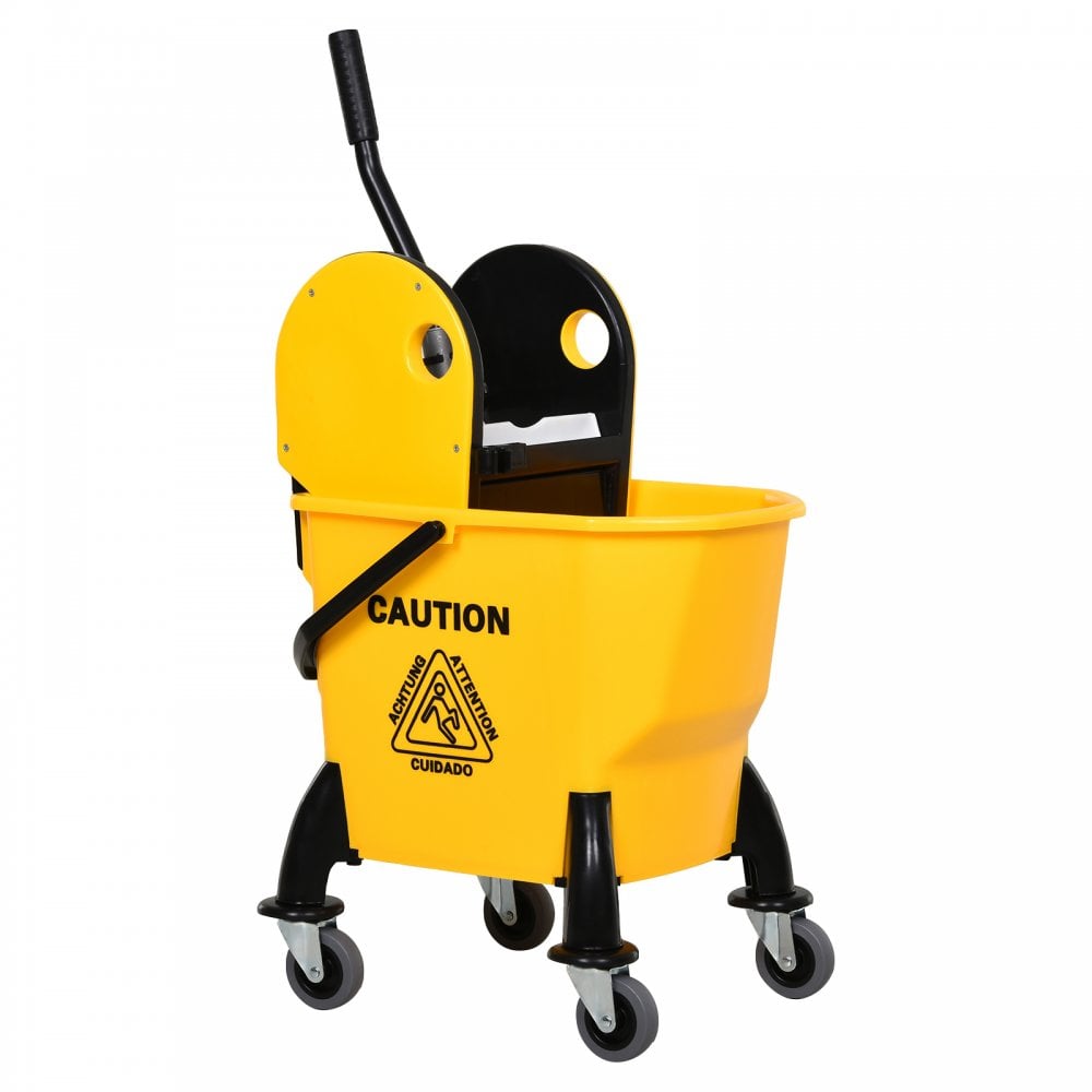 HOMCOM Commercial Plastic Mop Bucket & Water Wringer - Yellow 26L - Home Living  | TJ Hughes