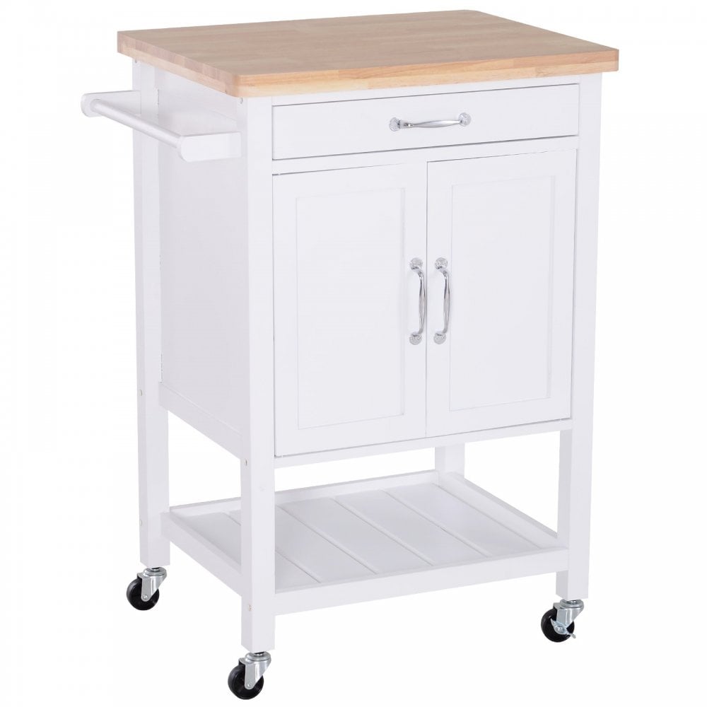 Kitchen Island W/ Drawer-White/Oak Colour - HOMCOM  | TJ Hughes White