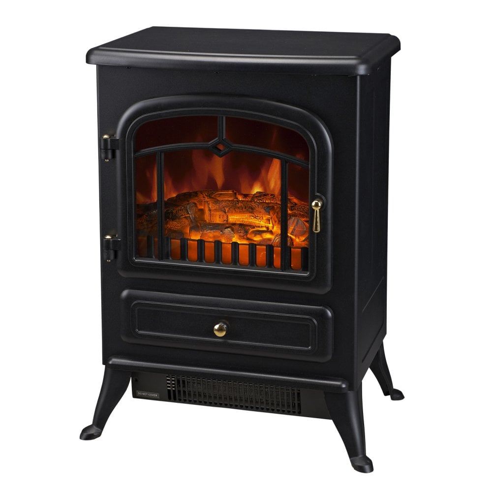 Electric Fire Place 1850W Heater Wood Burning Effect Flame Portable Fireplace Stove-Black - HOMCOM  | TJ Hughes Black