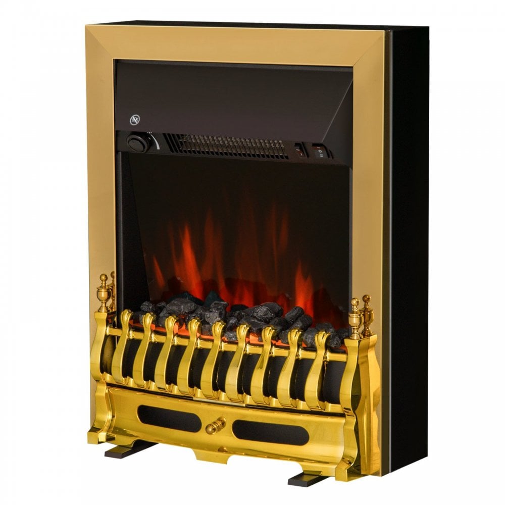 HOMCOM LED Flame Electric Fire Place 2000W Coal Burning Effect Heat-Golden  | TJ Hughes Gold