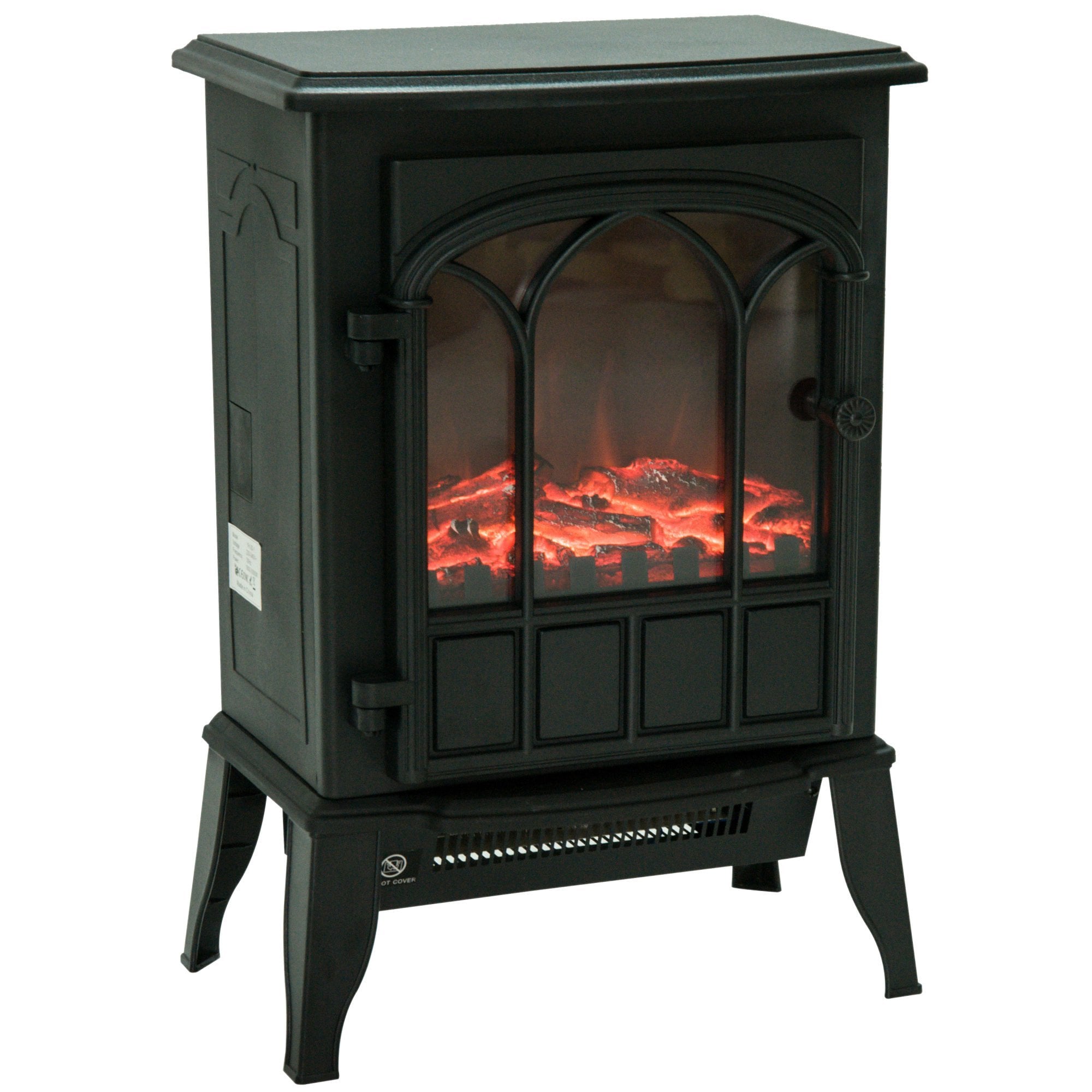 HOMCOM Electric Fireplace Heater Freestanding Stove with LED Flame Effect 1000W/2000W-Black  | TJ Hughes Black