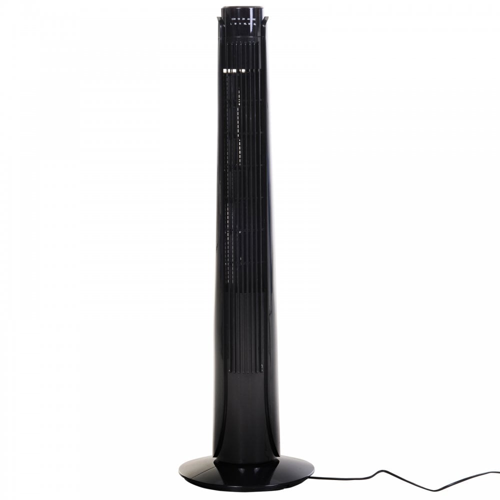 HOMCOM ABS 3-Speed Oscillating Tower Fan w/ Remote Black  | TJ Hughes