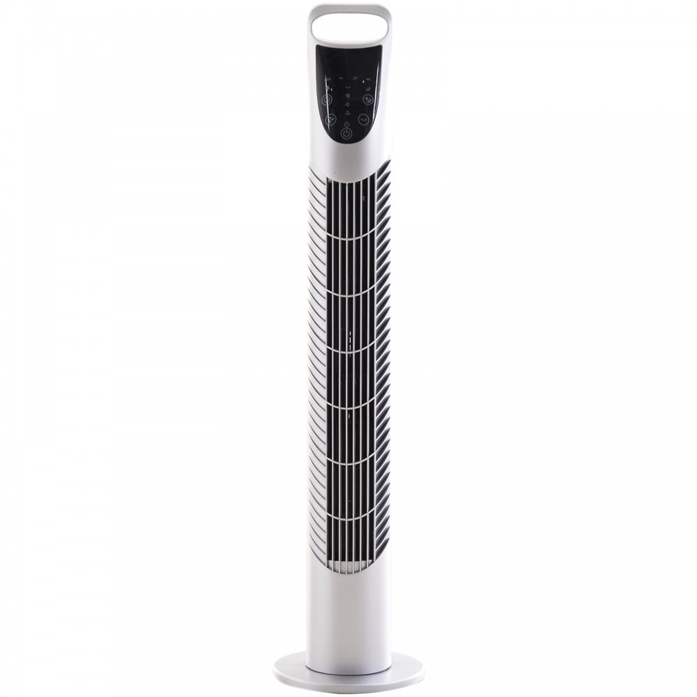 HOMCOM 40W Wind Speed Adjustable ABS Quiet Oscillating Tower Fan w/ Remote Silver  | TJ Hughes