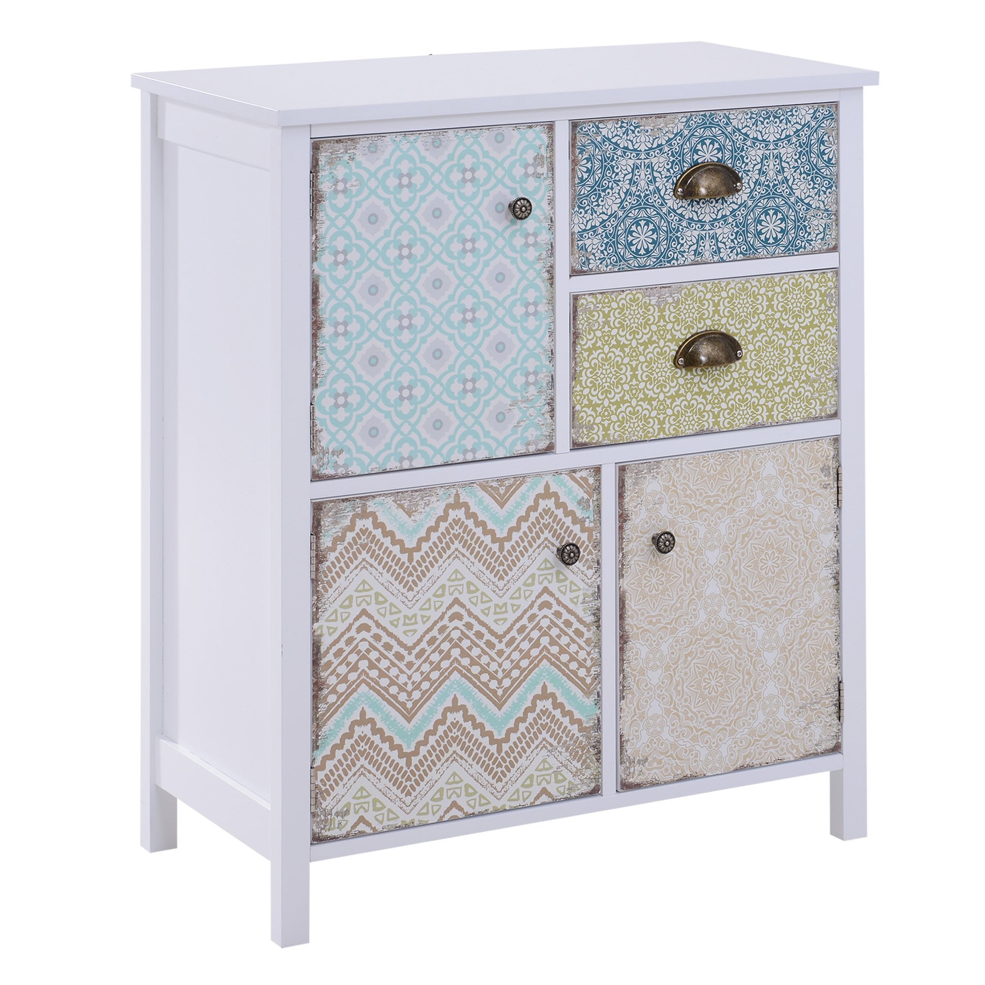 Drawer Table Sideboard Multi-purpose Storage Chest Shabby Chic Entryway Living Room Bedroom Furniture Organizer Unit 5 Retro Style - Home Living  | TJ