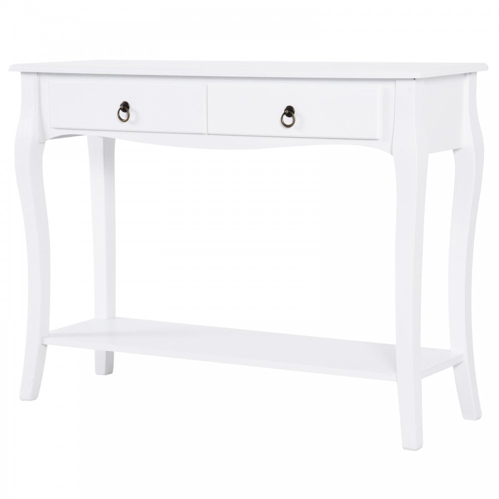 Console Table Storage Display Desk W/ 2 Drawers-Ivory White - Home Living  | TJ Hughes