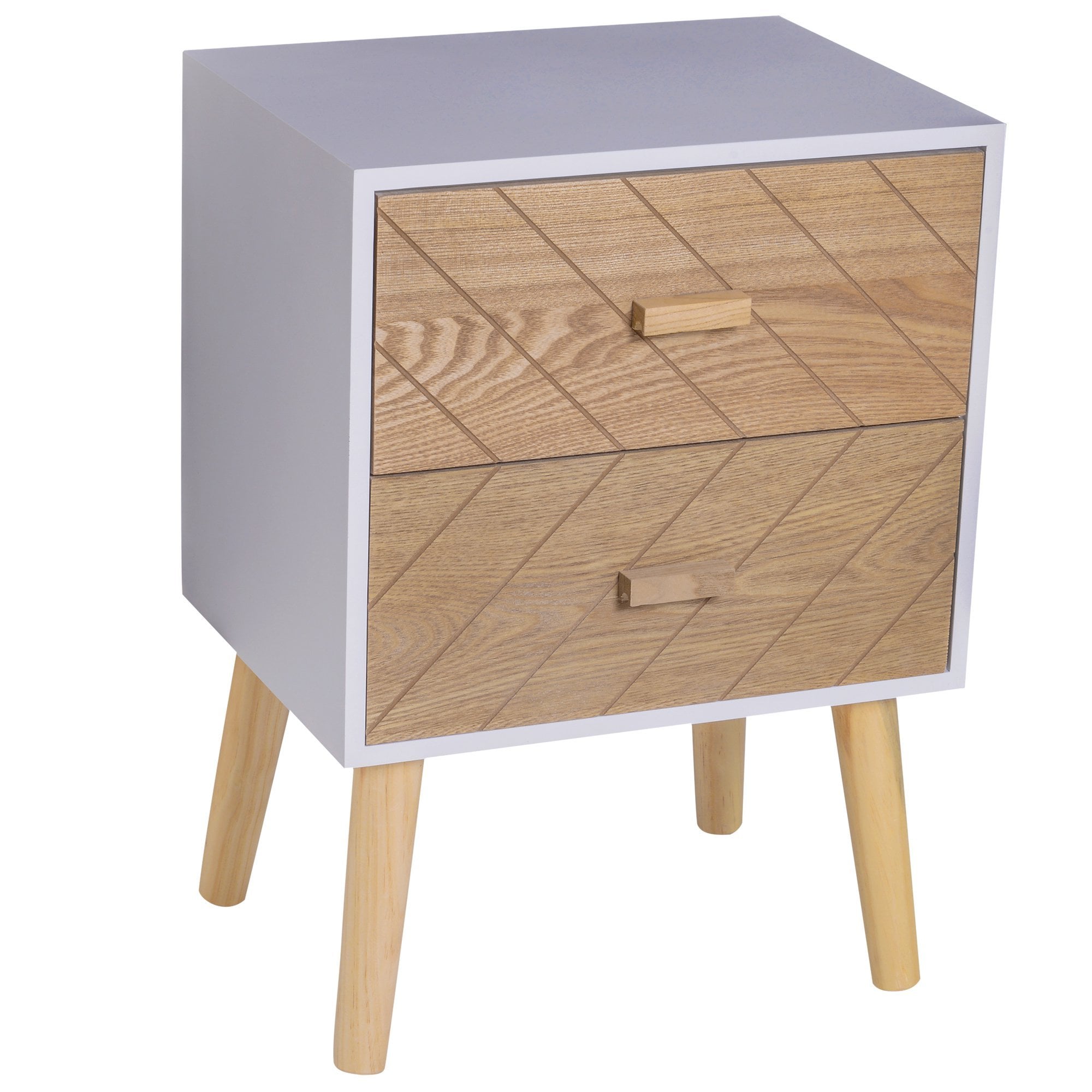 Nordic Style 2 Drawers Side Cabinet,55.5H cm - TJ Hughes Natural