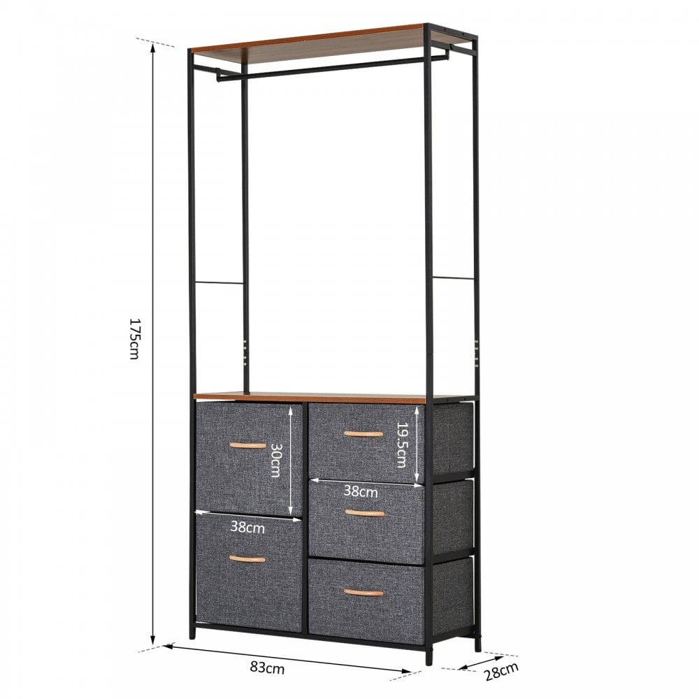 Freestanding Clothes Hanger Storage Unit for Bedroom Hallway Home Furniture Organisation - Black/Brown - Home Living  | TJ Hughes Black