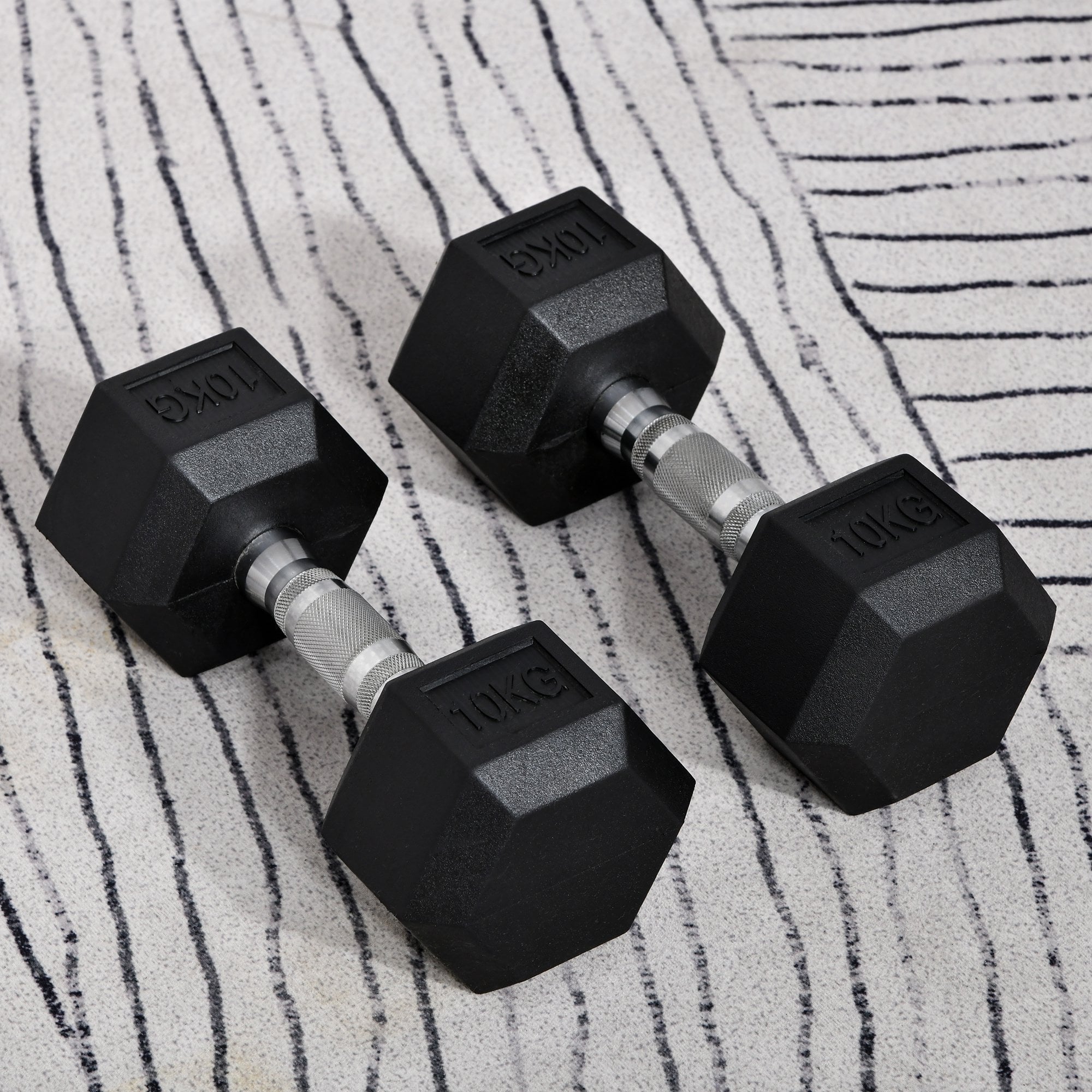 Hex Dumbbells Set Rubber Dumbbells Weight Lifting Equipment Fitness Home Gym - MAXFIT  | TJ Hughes Black