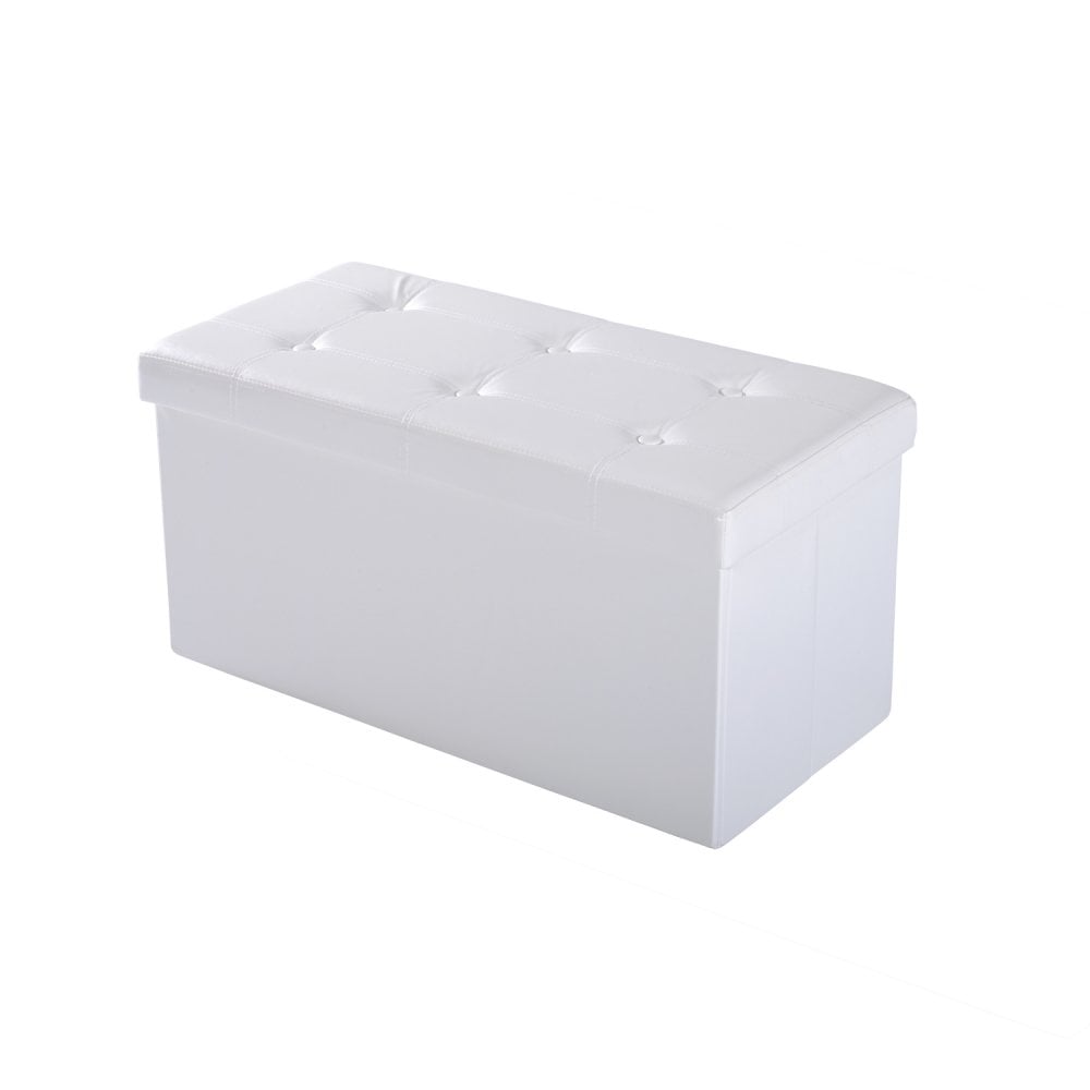 Folding Faux Leather Storage Cube Ottoman Bench Seat PU Rectangular Footrest Stool Box (Cream White) - Home Living  | TJ Hughes White