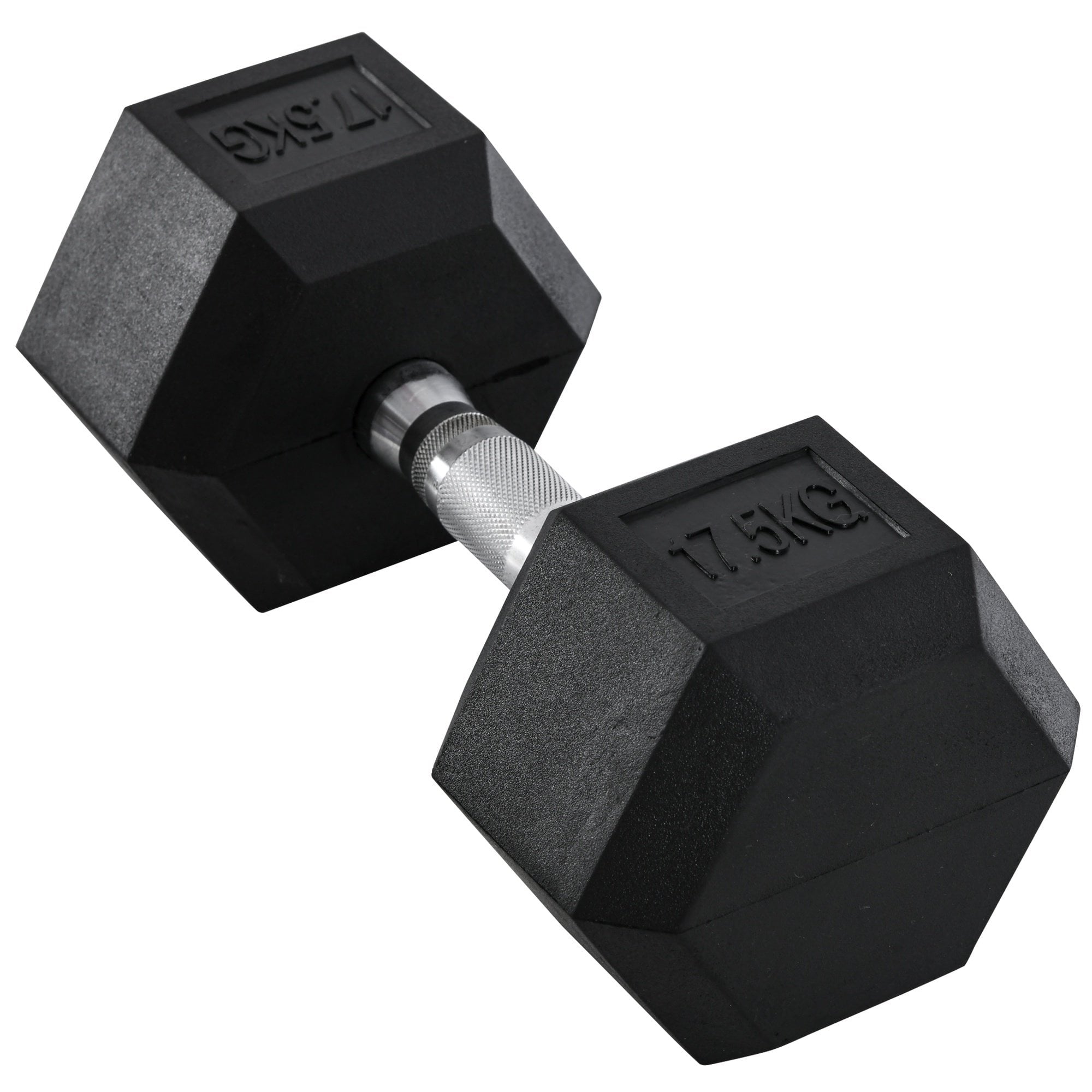 17.5KG Single Rubber Hex Dumbbell Portable Hand Weights Dumbbell Home Gym Workout Fitness Hand Dumbbell - MAXFIT  | TJ Hughes