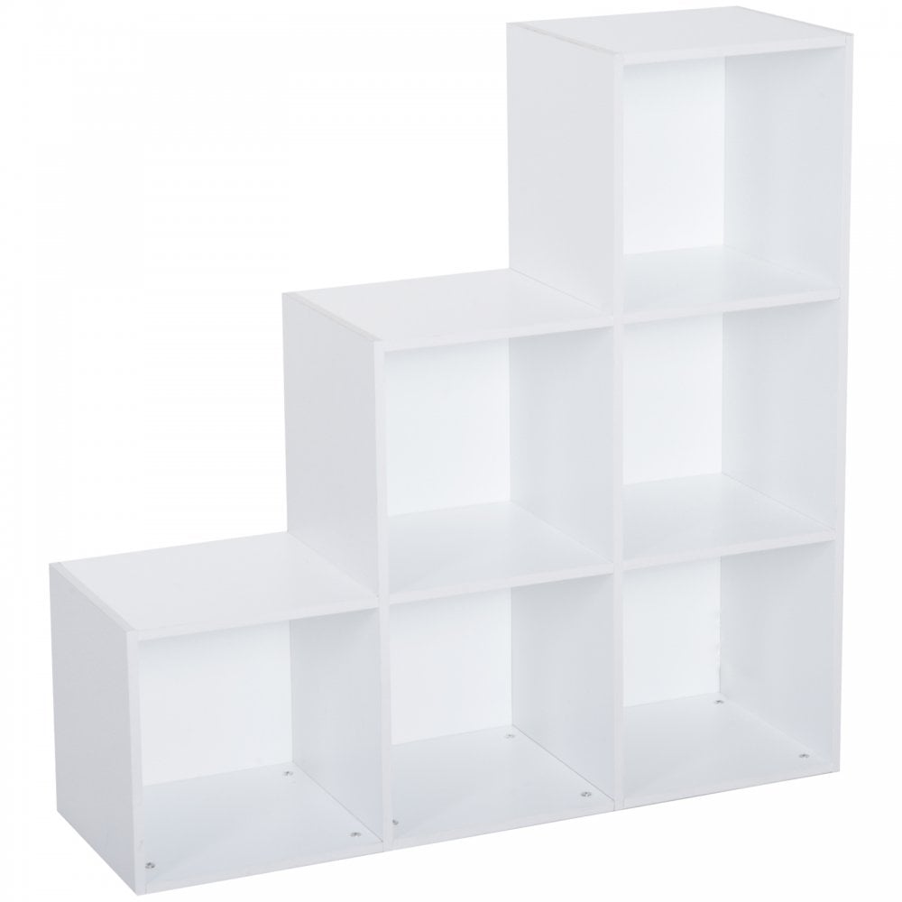 3-tier Step 6 Cubes Storage Unit Particle Board Cabinet Bookcase Organiser Home Office Shelves - White - Home Living  | TJ Hughes