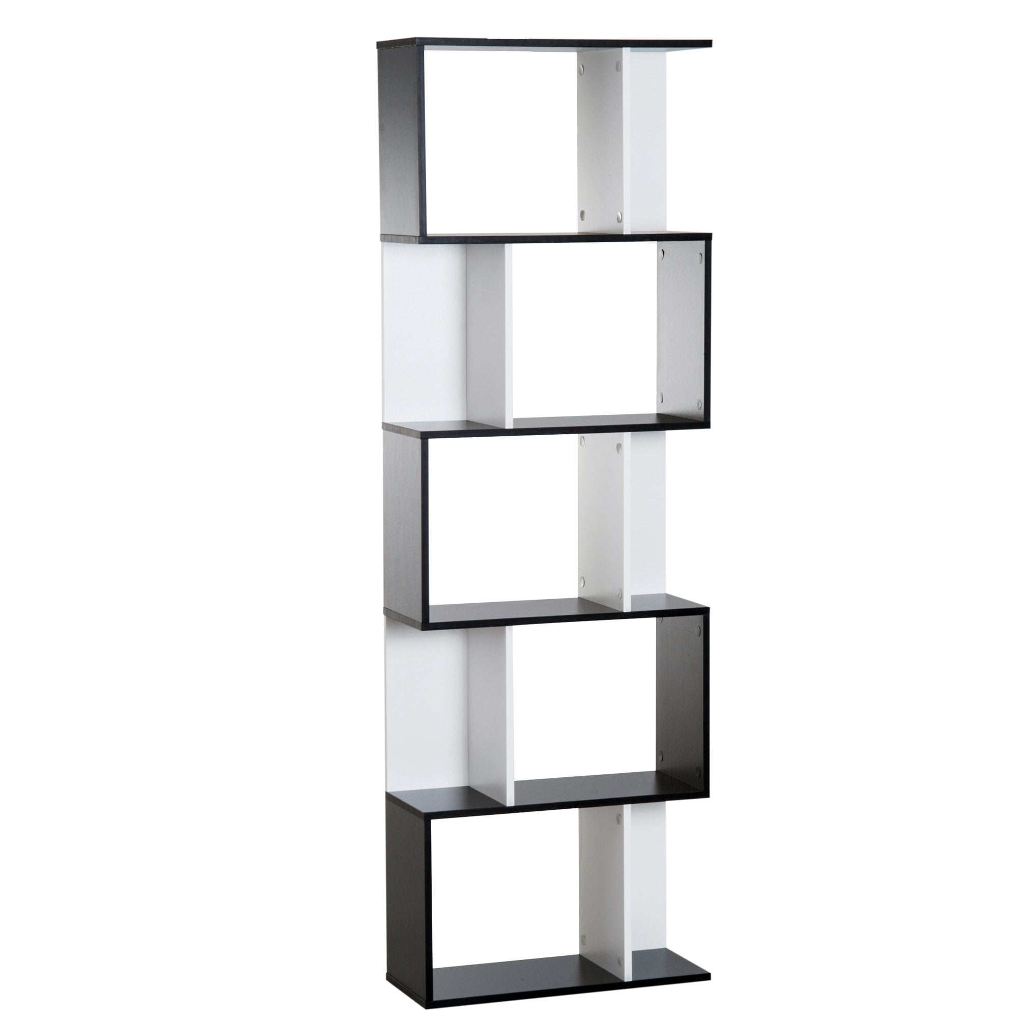 Particle Board 5-tier Bookcase Storage Display Shelving S Shape design Unit Divider Black - Home Living  | TJ Hughes