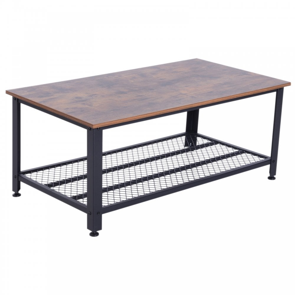 HOMCOM Industrial Style Coffee Table - Brown & Black - Home Living  | TJ Hughes