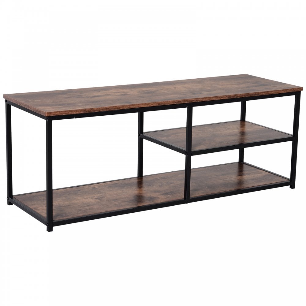 Steel Frame Industrial Style TV Stand w/ Shelf Black/Brown - Home Living  | TJ Hughes Black