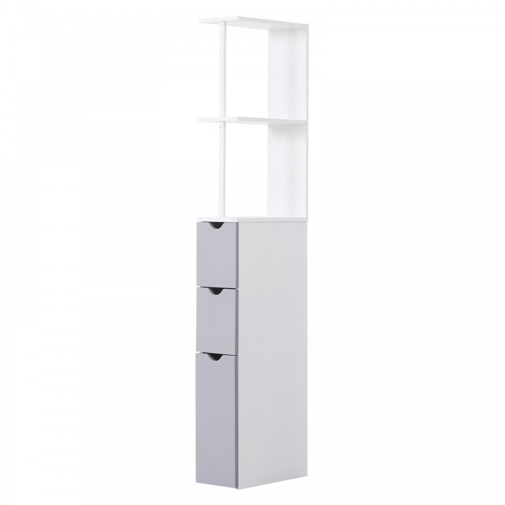HOMCOM Bathroom Storage Cupboard Cabinet With Drawers Side Unit Drawer - White  | TJ Hughes