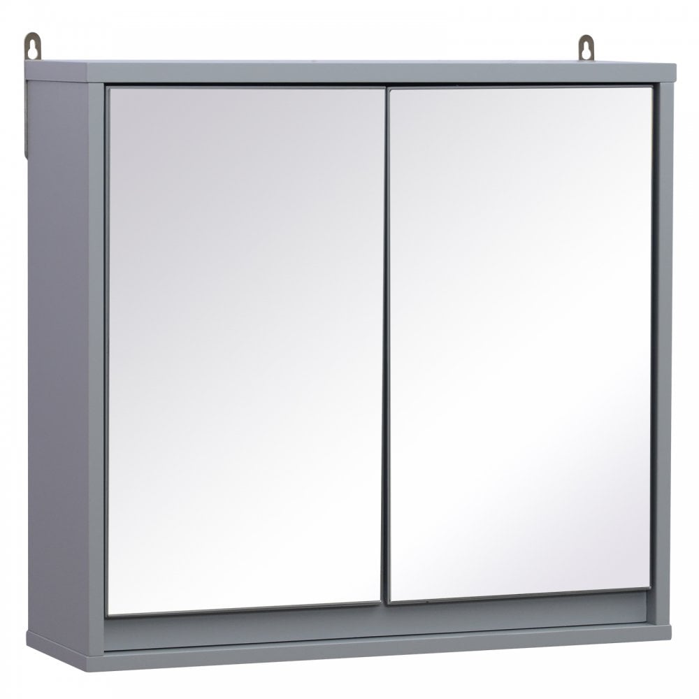 HOMCOM Bathroom Cupboard Double Door  Grey  | TJ Hughes