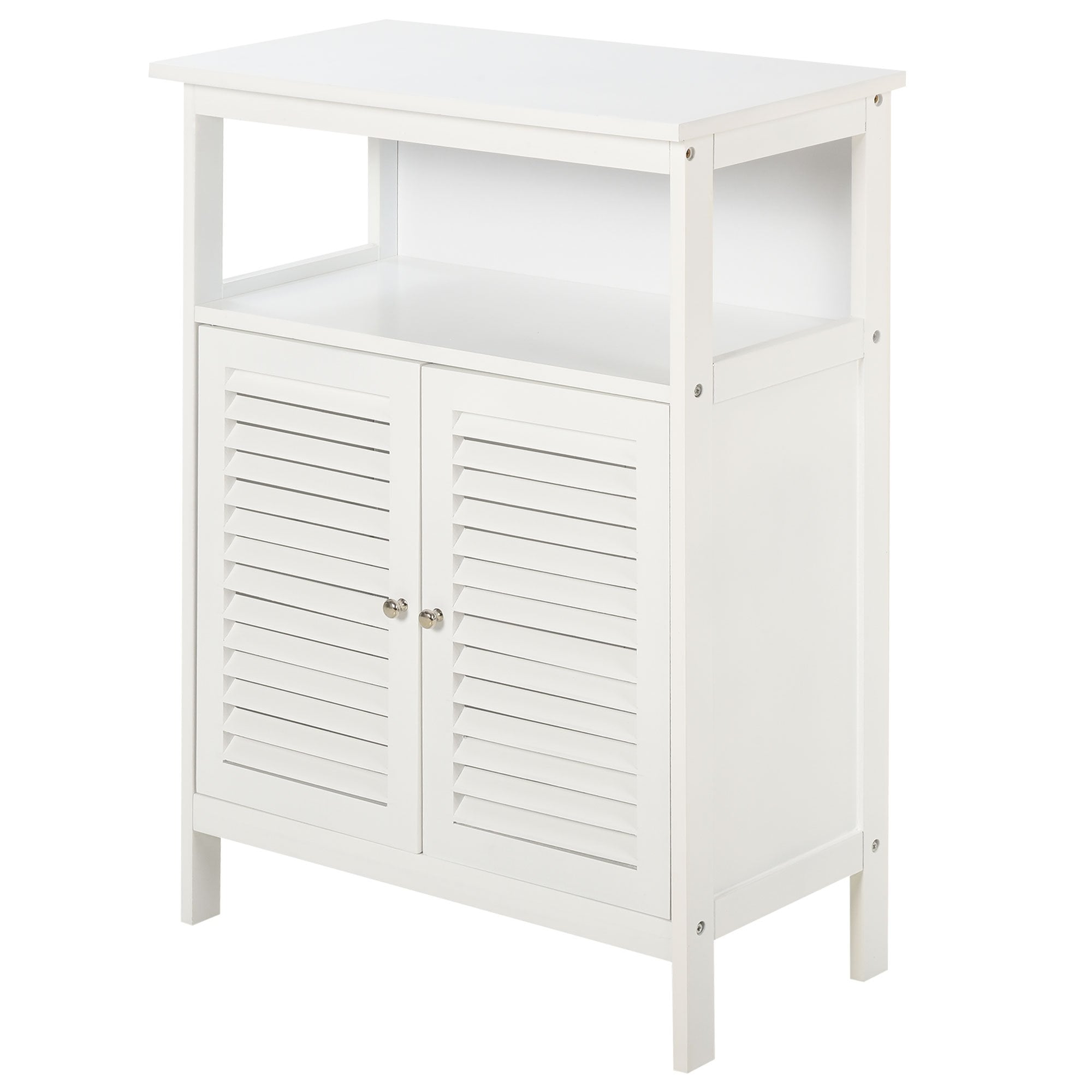 kleankin MDF 3-Tier Shutter Door Bathroom Cabinet White - Home Living  | TJ Hughes